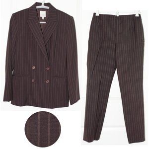 Anne Klein Vtg 90% Wool Double-Pinstripe Pant Suit
